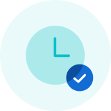 An illustration of a clock with a blue check mark on it
